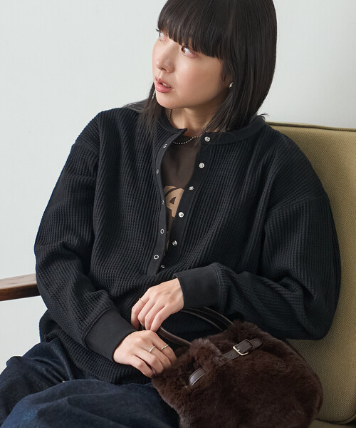 FREAK'S STORE(フリークスストア)の「ワッフルヘンリープルオーバー(Tシャツ/カットソー・レディース・ブラック/ネイビー/グレー・フリ-)」の22枚目の写真