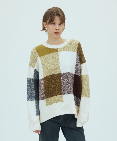 GALERIE VIE(ギャルリー ヴィー)の「ウールブロックチェック クルーネックプルオーバー(ニット/セーター・レディース・ホワイト系その他・FREE)」の9枚目の写真