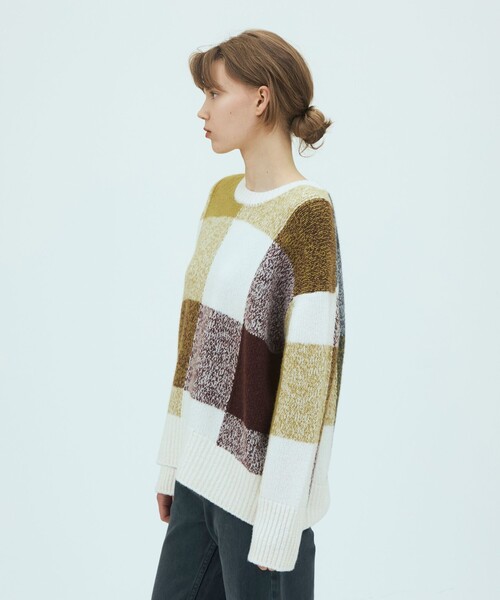 GALERIE VIE(ギャルリー ヴィー)の「ウールブロックチェック クルーネックプルオーバー(ニット/セーター・レディース・ホワイト系その他・FREE)」の8枚目の写真