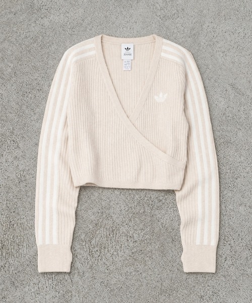 adidas(アディダス)の「【adidas Originals by JENNIE】カシュクールニット / ニット ラップアラウンド カーディガン / アディダスオリジナルス adidas Originals(ニット/セーター・レディース・ブラック/ライトブルー/ベージュ・M)」の5枚目の写真
