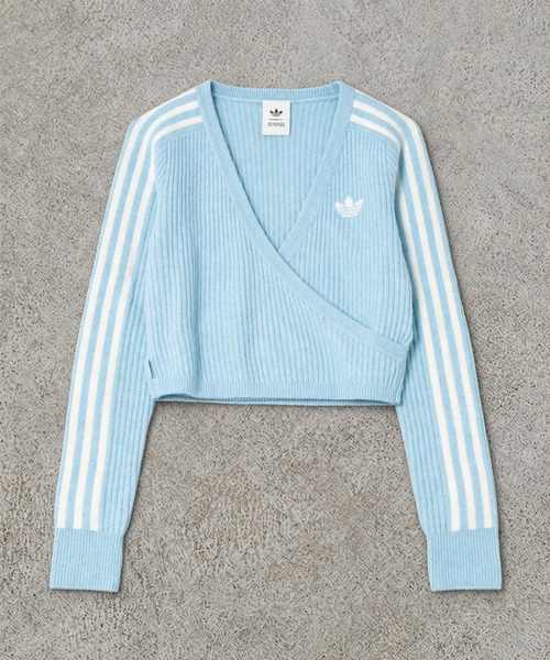 adidas(アディダス)の「【adidas Originals by JENNIE】カシュクールニット / ニット ラップアラウンド カーディガン / アディダスオリジナルス adidas Originals(ニット/セーター・レディース・ブラック/ライトブルー/ベージュ・M)」の7枚目の写真
