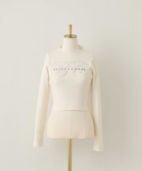 Belle Charme(ベルシャルム)の「【Belle Charme】BC Logo Long Sleeve Rib Knit(ニット/セーター・レディース・オフホワイト/ブラック/チャコールグレー/ベージュ・FREE)」の14枚目の写真