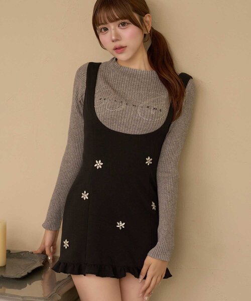 Belle Charme(ベルシャルム)の「【Belle Charme】BC Logo Long Sleeve Rib Knit(ニット/セーター・レディース・オフホワイト/ブラック/チャコールグレー/ベージュ・FREE)」の16枚目の写真