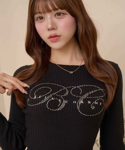 Belle Charme(ベルシャルム)の「【Belle Charme】BC Logo Long Sleeve Rib Knit(ニット/セーター・レディース・オフホワイト/ブラック/チャコールグレー/ベージュ・FREE)」の19枚目の写真