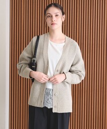 【WEB限定 Wardrobe DAILY MINIMAL】ブークレ Vネック ニットカーディガン