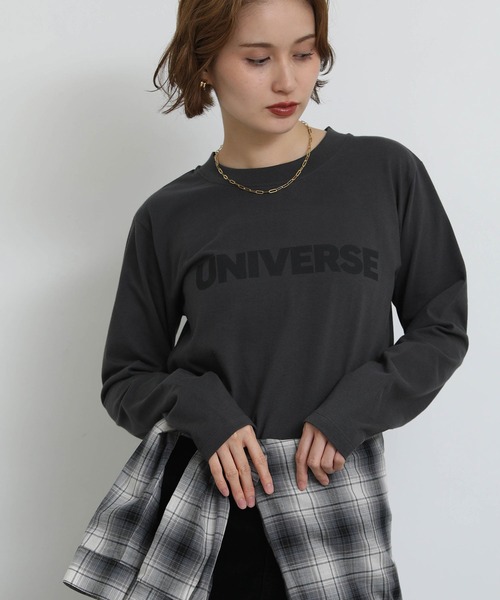 Gready Brilliant(グレディブリリアン)の「UNIVERSE Tシャツ(Tシャツ/カットソー・レディース・オフホワイト/チャコールグレー・FREE)」の2枚目の写真