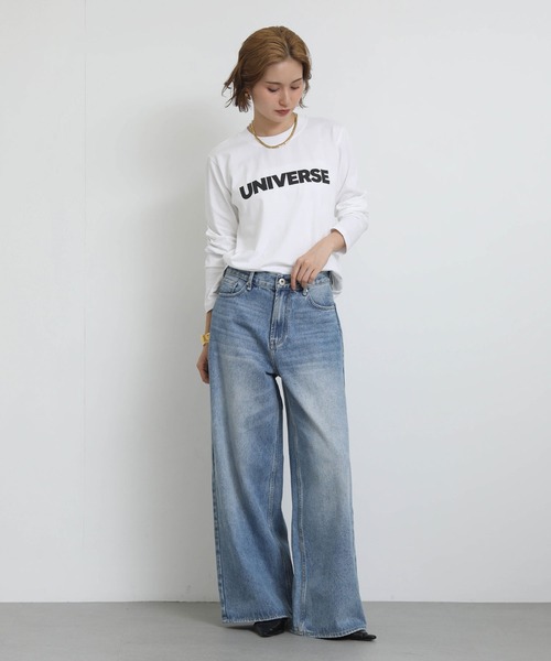 Gready Brilliant(グレディブリリアン)の「UNIVERSE Tシャツ(Tシャツ/カットソー・レディース・オフホワイト/チャコールグレー・FREE)」の4枚目の写真