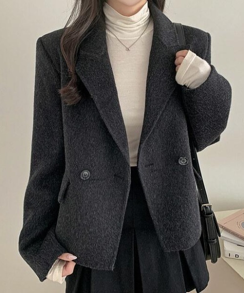 FLINEA(フリネア)の「シンプル襟付きコート(その他アウター・レディース・ダークグレー/グレー/ベージュ/ブラウン・FREE)」の3枚目の写真