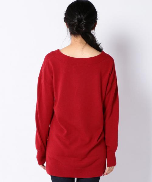 Khaju(カージュ)の「Khaju:Vネックビッグニット(ニット/セーター・レディース・レッド/オフホワイト/グレー・ONE SIZE)」の6枚目の写真
