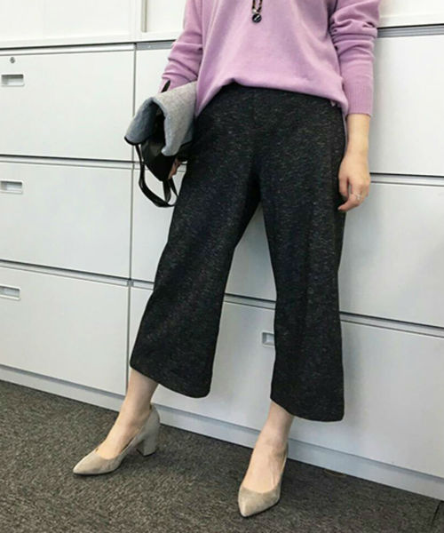 22 OCTOBRE（ヴァンドゥ－オクトーブル）の「チェックジャガードジャージーパンツ【セットアップ対応商品】（その他パンツ・レディース・ブラック/ボルドー・36/38）」の12枚目の写真