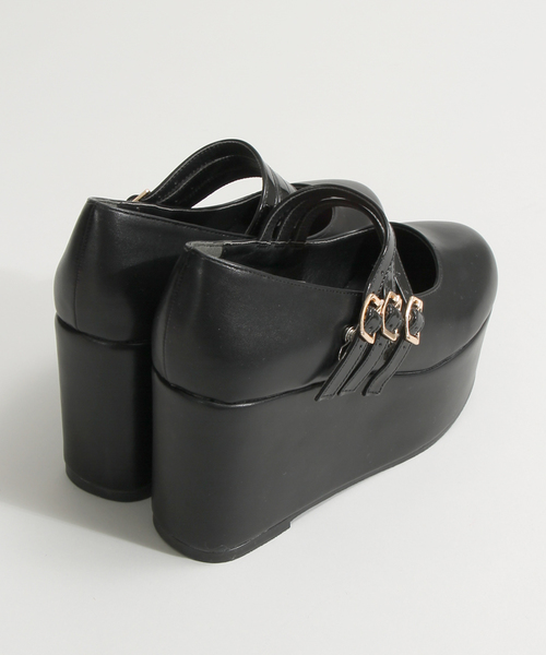 WEGO（ウィゴー）の「WEGO/厚底3ベルトパンプス（パンプス・レディース・ホワイト/ブラック/ライトピンク・LARGE/MEDIUM）」の8枚目の写真