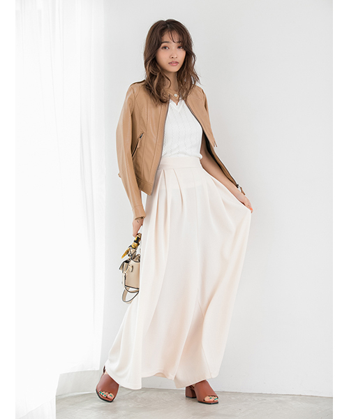 fifth（フィフス）の「スカートライクタックワイドパンツ（その他パンツ・レディース・ブラック/ピンク/ネイビー/ベージュ/アイボリー・MEDIUM/SMALL）」の2枚目の写真