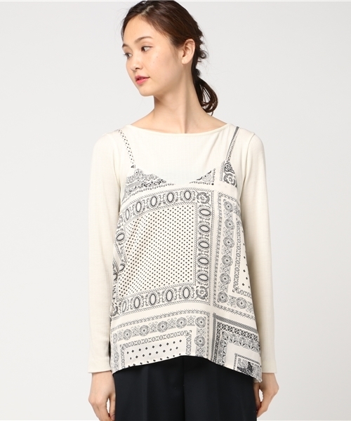 LBC（エルビーシー）の「サテンペイズリー柄キャミ（キャミソール・レディース・ネイビー/ホワイト・MEDIUM/LARGE）」の3枚目の写真