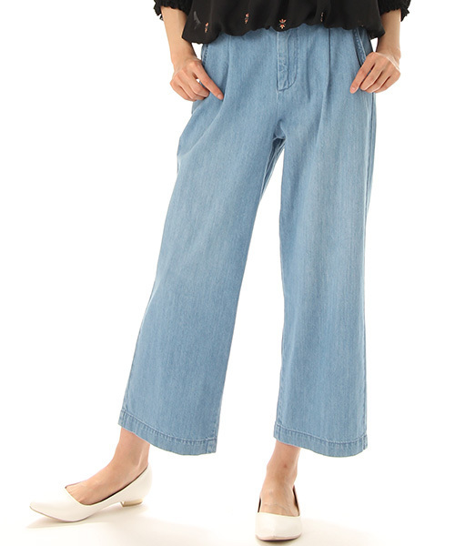 Honeys（ハニーズ）の「デニムワイドアンクル丈（デニムパンツ・レディース・ライトブルー/オフホワイト/ブルー・L/LL/SS/M/S）」の3枚目の写真