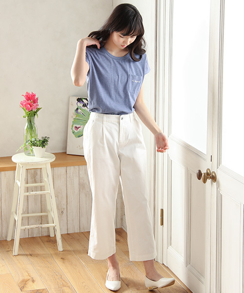 Honeys（ハニーズ）の「デニムワイドアンクル丈（デニムパンツ・レディース・ライトブルー/オフホワイト/ブルー・L/LL/SS/M/S）」の13枚目の写真