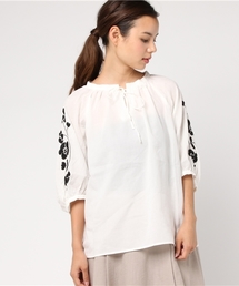 POU DOU DOU | 刺繍6分袖スモックブラウス(シャツ/ブラウス)