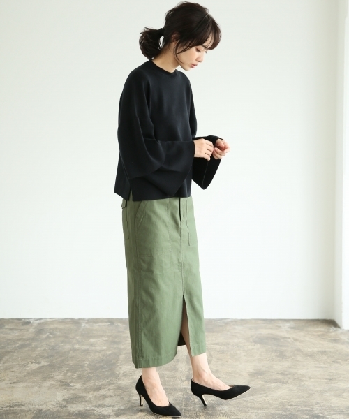 A part by（アパートバイ）の「12GCソデフリルクルーネックニットLS　764426 （ニット/セーター・レディース・オレンジ/ブラック/ホワイト/グレー/オレンジ系その他・FREE）」の9枚目の写真