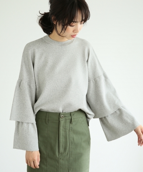 A part by（アパートバイ）の「12GCソデフリルクルーネックニットLS　764426 （ニット/セーター・レディース・オレンジ/ブラック/ホワイト/グレー/オレンジ系その他・FREE）」の11枚目の写真