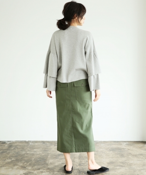 A part by（アパートバイ）の「12GCソデフリルクルーネックニットLS　764426 （ニット/セーター・レディース・オレンジ/ブラック/ホワイト/グレー/オレンジ系その他・FREE）」の12枚目の写真