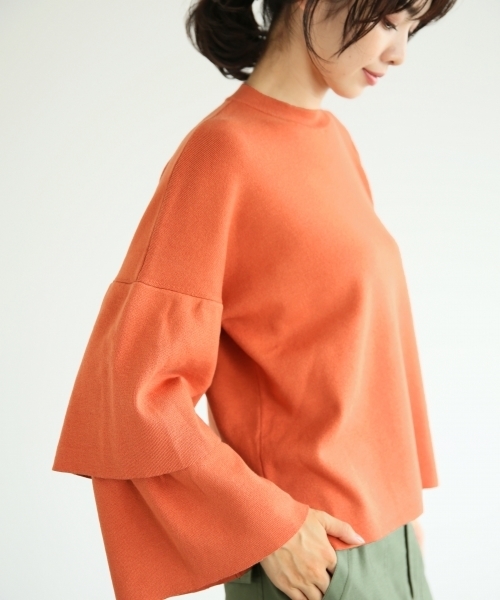 A part by（アパートバイ）の「12GCソデフリルクルーネックニットLS　764426 （ニット/セーター・レディース・オレンジ/ブラック/ホワイト/グレー/オレンジ系その他・FREE）」の13枚目の写真