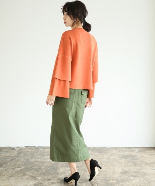 A part by（アパートバイ）の「12GCソデフリルクルーネックニットLS　764426 （ニット/セーター・レディース・オレンジ/ブラック/ホワイト/グレー/オレンジ系その他・FREE）」の15枚目の写真