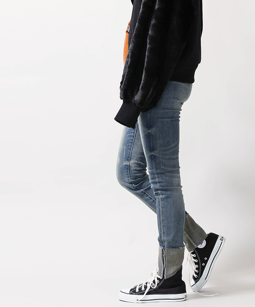 WEGO（ウィゴー）の「DISPARK/折り返しスキニーデニム（デニムパンツ・レディース・インディゴブルー/ダークインディゴブルー/ブラック・LARGE/MEDIUM）」の15枚目の写真