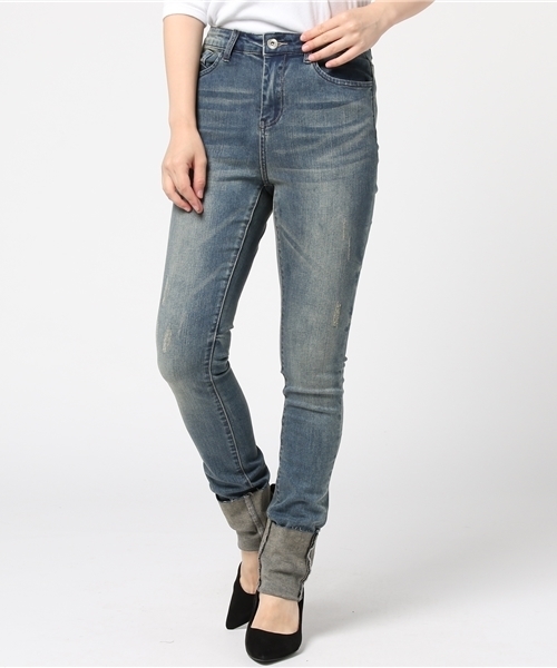 WEGO（ウィゴー）の「DISPARK/折り返しスキニーデニム（デニムパンツ・レディース・インディゴブルー/ダークインディゴブルー/ブラック・LARGE/MEDIUM）」の20枚目の写真