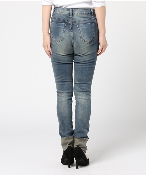 WEGO（ウィゴー）の「DISPARK/折り返しスキニーデニム（デニムパンツ・レディース・インディゴブルー/ダークインディゴブルー/ブラック・LARGE/MEDIUM）」の5枚目の写真