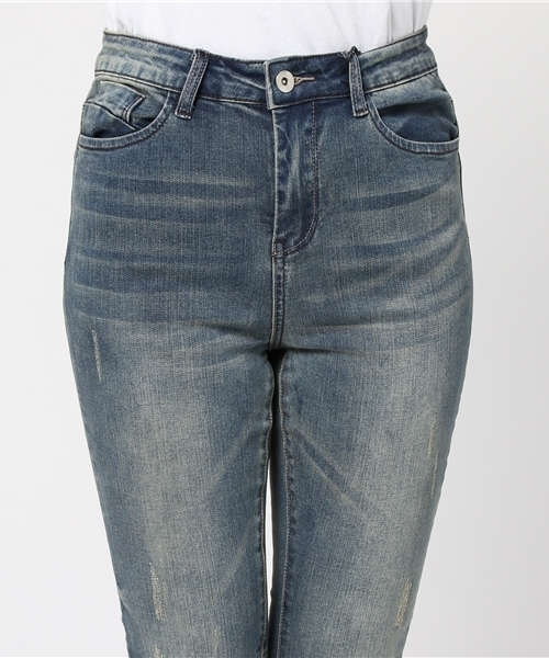 WEGO（ウィゴー）の「DISPARK/折り返しスキニーデニム（デニムパンツ・レディース・インディゴブルー/ダークインディゴブルー/ブラック・LARGE/MEDIUM）」の6枚目の写真