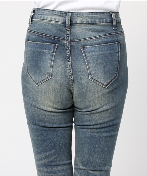 WEGO（ウィゴー）の「DISPARK/折り返しスキニーデニム（デニムパンツ・レディース・インディゴブルー/ダークインディゴブルー/ブラック・LARGE/MEDIUM）」の7枚目の写真