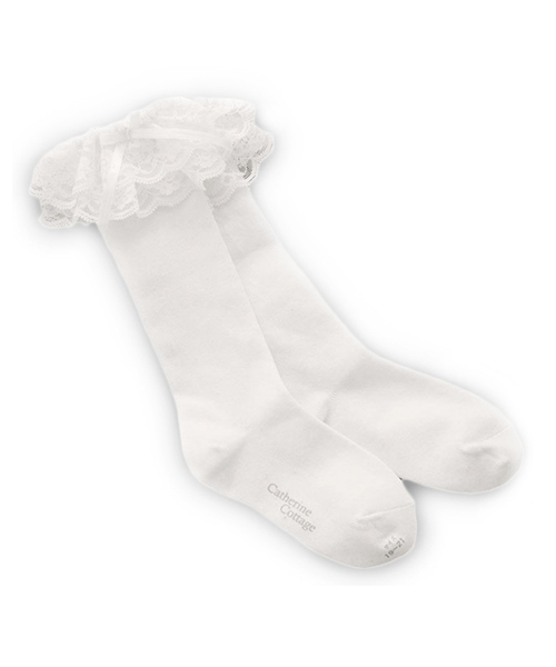 Catherine Cottage（キャサリンコテージ）の「サテンリボン&2段フリルソックス（ソックス/靴下・キッズ・ブラック/ホワイト系その他/ホワイト系その他2・L/M/S/XS/XXS）」の3枚目の写真