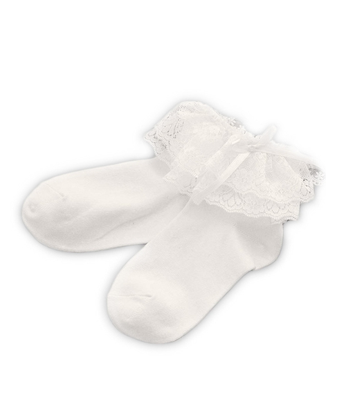 Catherine Cottage（キャサリンコテージ）の「サテンリボン&2段フリルソックス（ソックス/靴下・キッズ・ブラック/ホワイト系その他/ホワイト系その他2・L/M/S/XS/XXS）」の4枚目の写真