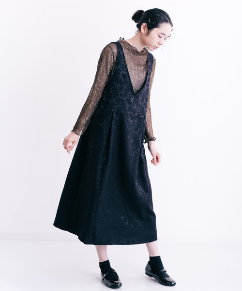 merlot plus（メルロープリュス）の「フラワージャガードノースリワンピース7243（ワンピース・レディース・ブラック/ネイビー/ベージュ・FREE）」の11枚目の写真