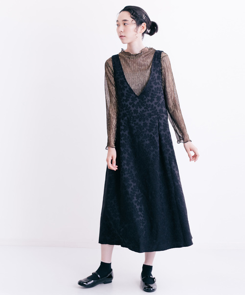 merlot plus（メルロープリュス）の「フラワージャガードノースリワンピース7243（ワンピース・レディース・ブラック/ネイビー/ベージュ・FREE）」の12枚目の写真