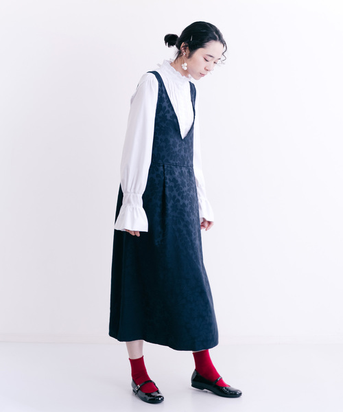 merlot plus（メルロープリュス）の「フラワージャガードノースリワンピース7243（ワンピース・レディース・ブラック/ネイビー/ベージュ・FREE）」の15枚目の写真