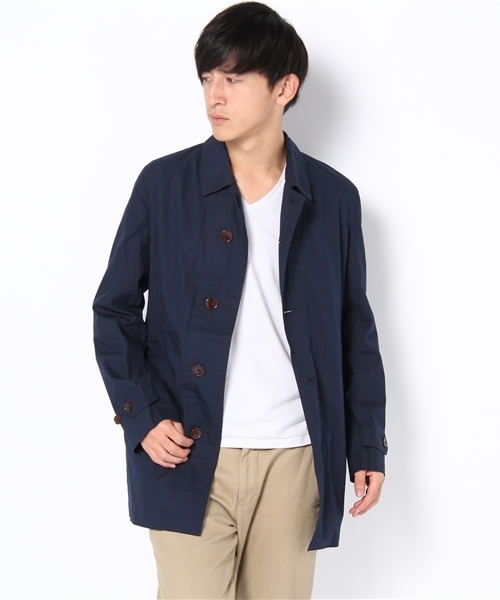 UNION STATION（ユニオンステーション）の「ショップコート（ステンカラーコート・メンズ・カーキ/ネイビー/キャメル/レッド・MEDIUM/LARGE/LL）」の7枚目の写真