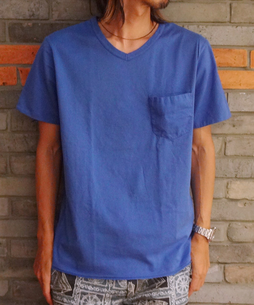 CIAOPANIC（チャオパニック）の「【Ciaopanic】製品染VポケT（Tシャツ/カットソー・メンズ・レモンイエロー/サックスブルー/ブルー/グリーン/ピンク/レッド/ネイビー/ホワイト/ブラック/マスタード/グレー/ブラウン・SMALL/MEDIUM/LARGE/X-LARGE）」の10枚目の写真