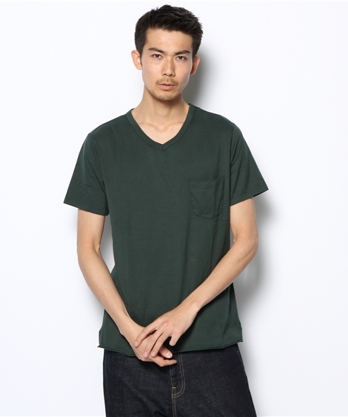 CIAOPANIC（チャオパニック）の「【Ciaopanic】製品染VポケT（Tシャツ/カットソー・メンズ・レモンイエロー/サックスブルー/ブルー/グリーン/ピンク/レッド/ネイビー/ホワイト/ブラック/マスタード/グレー/ブラウン・SMALL/MEDIUM/LARGE/X-LARGE）」の18枚目の写真