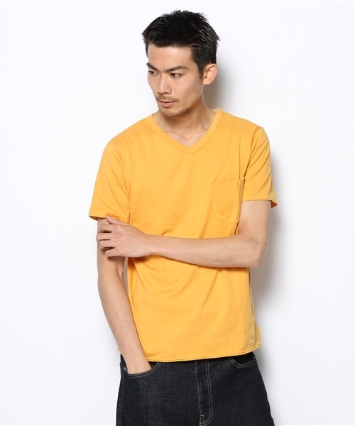 CIAOPANIC（チャオパニック）の「【Ciaopanic】製品染VポケT（Tシャツ/カットソー・メンズ・レモンイエロー/サックスブルー/ブルー/グリーン/ピンク/レッド/ネイビー/ホワイト/ブラック/マスタード/グレー/ブラウン・SMALL/MEDIUM/LARGE/X-LARGE）」の20枚目の写真