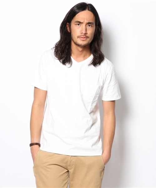 CIAOPANIC（チャオパニック）の「【Ciaopanic】製品染VポケT（Tシャツ/カットソー・メンズ・レモンイエロー/サックスブルー/ブルー/グリーン/ピンク/レッド/ネイビー/ホワイト/ブラック/マスタード/グレー/ブラウン・SMALL/MEDIUM/LARGE/X-LARGE）」の21枚目の写真