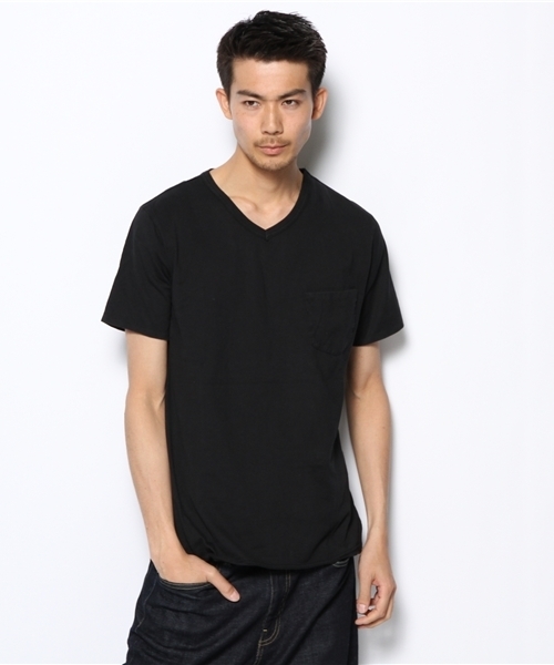 CIAOPANIC（チャオパニック）の「【Ciaopanic】製品染VポケT（Tシャツ/カットソー・メンズ・レモンイエロー/サックスブルー/ブルー/グリーン/ピンク/レッド/ネイビー/ホワイト/ブラック/マスタード/グレー/ブラウン・SMALL/MEDIUM/LARGE/X-LARGE）」の22枚目の写真