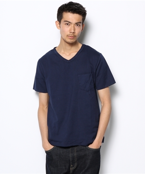 CIAOPANIC（チャオパニック）の「【Ciaopanic】製品染VポケT（Tシャツ/カットソー・メンズ・レモンイエロー/サックスブルー/ブルー/グリーン/ピンク/レッド/ネイビー/ホワイト/ブラック/マスタード/グレー/ブラウン・SMALL/MEDIUM/LARGE/X-LARGE）」の13枚目の写真