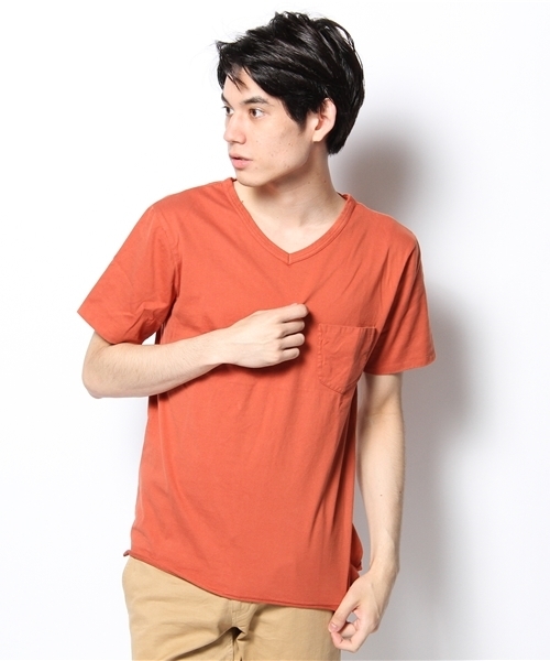 CIAOPANIC（チャオパニック）の「【Ciaopanic】製品染VポケT（Tシャツ/カットソー・メンズ・レモンイエロー/サックスブルー/ブルー/グリーン/ピンク/レッド/ネイビー/ホワイト/ブラック/マスタード/グレー/ブラウン・SMALL/MEDIUM/LARGE/X-LARGE）」の19枚目の写真