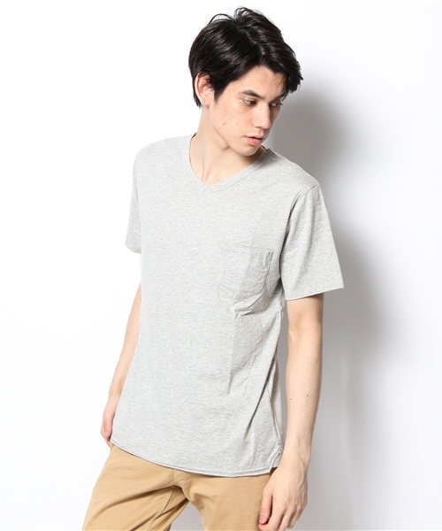 CIAOPANIC（チャオパニック）の「【Ciaopanic】製品染VポケT（Tシャツ/カットソー・メンズ・レモンイエロー/サックスブルー/ブルー/グリーン/ピンク/レッド/ネイビー/ホワイト/ブラック/マスタード/グレー/ブラウン・SMALL/MEDIUM/LARGE/X-LARGE）」の14枚目の写真