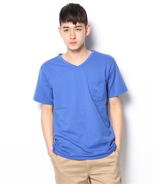 CIAOPANIC（チャオパニック）の「【Ciaopanic】製品染VポケT（Tシャツ/カットソー・メンズ・レモンイエロー/サックスブルー/ブルー/グリーン/ピンク/レッド/ネイビー/ホワイト/ブラック/マスタード/グレー/ブラウン・SMALL/MEDIUM/LARGE/X-LARGE）」の17枚目の写真