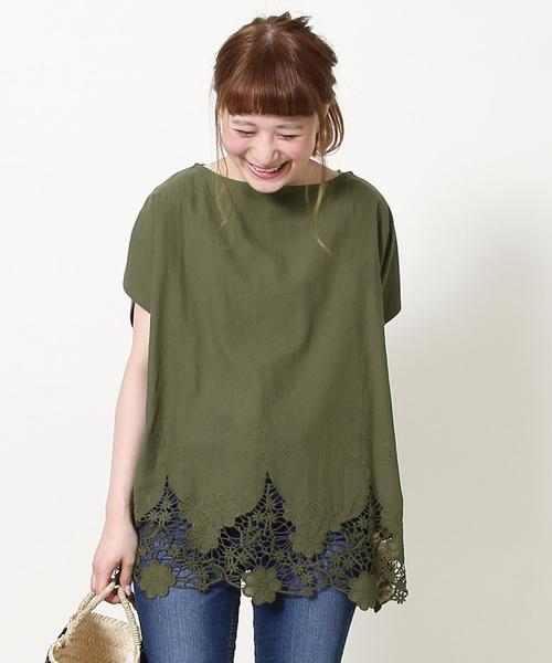 coen(コーエン)の「裾レースコンビボートネックTシャツ(ブラック→WEB限定カラー)(Tシャツ/カットソー・レディース・ブラック/ネイビー/カーキ/ホワイト・FREE)」の12枚目の写真