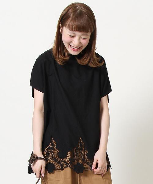 coen(コーエン)の「裾レースコンビボートネックTシャツ(ブラック→WEB限定カラー)(Tシャツ/カットソー・レディース・ブラック/ネイビー/カーキ/ホワイト・FREE)」の10枚目の写真