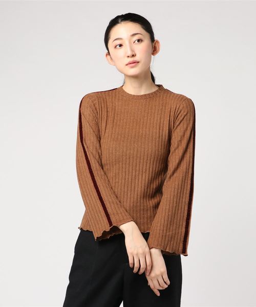 STYLEBLOCK（スタイルブロック）の「起毛ワイドリブベロアラインカットソー（Tシャツ/カットソー・レディース・キャメル/アイボリー/ブラック/カーキ・M）」の4枚目の写真