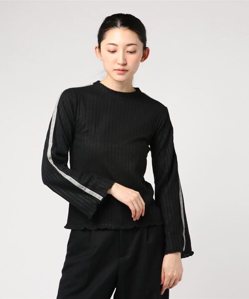 STYLEBLOCK（スタイルブロック）の「起毛ワイドリブベロアラインカットソー（Tシャツ/カットソー・レディース・キャメル/アイボリー/ブラック/カーキ・M）」の3枚目の写真