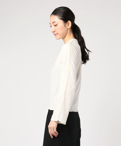 STYLEBLOCK（スタイルブロック）の「起毛ワイドリブベロアラインカットソー（Tシャツ/カットソー・レディース・キャメル/アイボリー/ブラック/カーキ・M）」の5枚目の写真